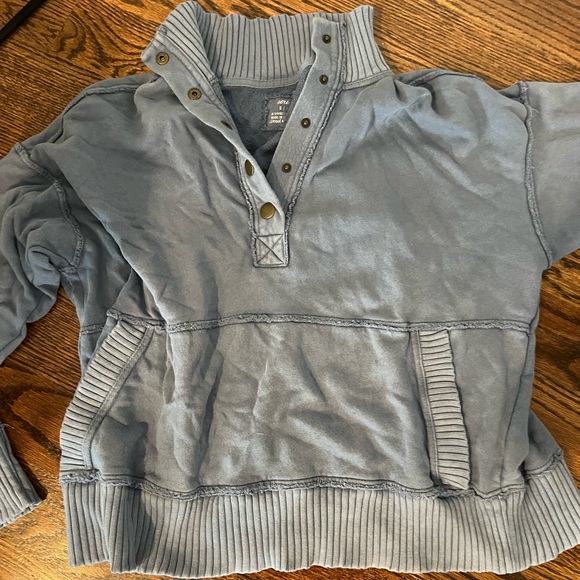 Aerie blue crew neck sweater with buttons down the neck. New, clean condition - Picture 3 of 5